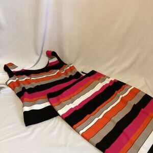 Vintage, Not Vanilla Kasper – Size 10 – Bold Striped Sleeveless Top & Skirt
